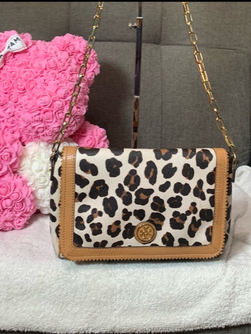 GUC Tory Burch Leopard-Print Crossbody Bag